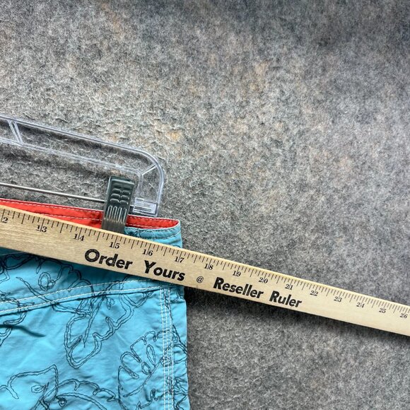 J.Crew Swim Trunks Mens 33 Blue Leaf Print Nylon Board Shorts Drawstring Lined - Picture 3 of 11